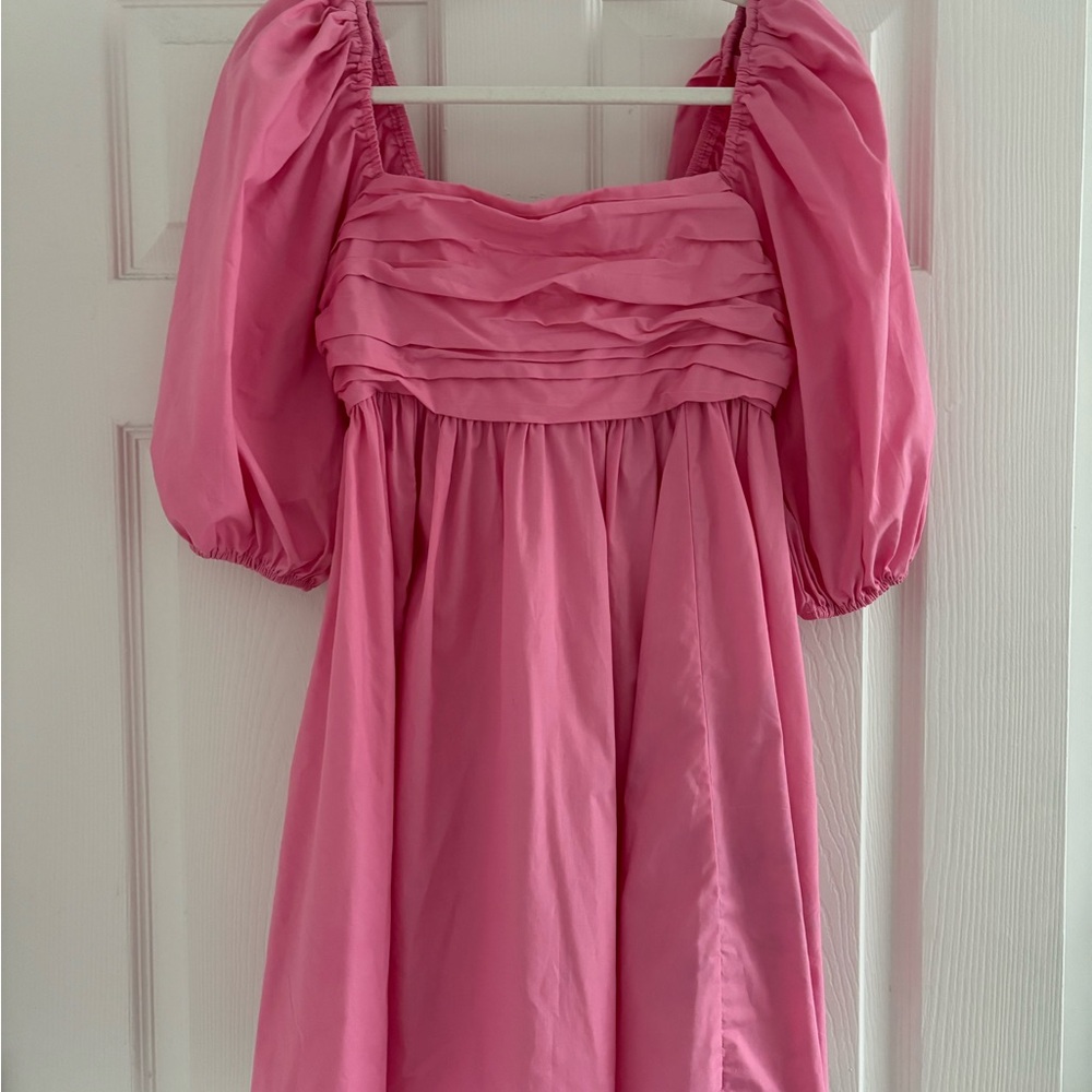 Abercrombie & Fitch - Emerson Poplin Puff Sleeve Dress Pink